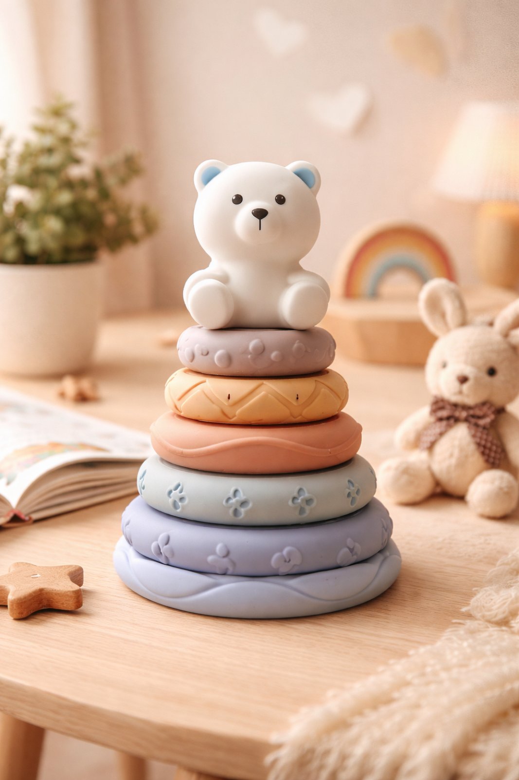 Bear Stacking Rings Toy – Silicone Stacked Circle Set (6 Months+)