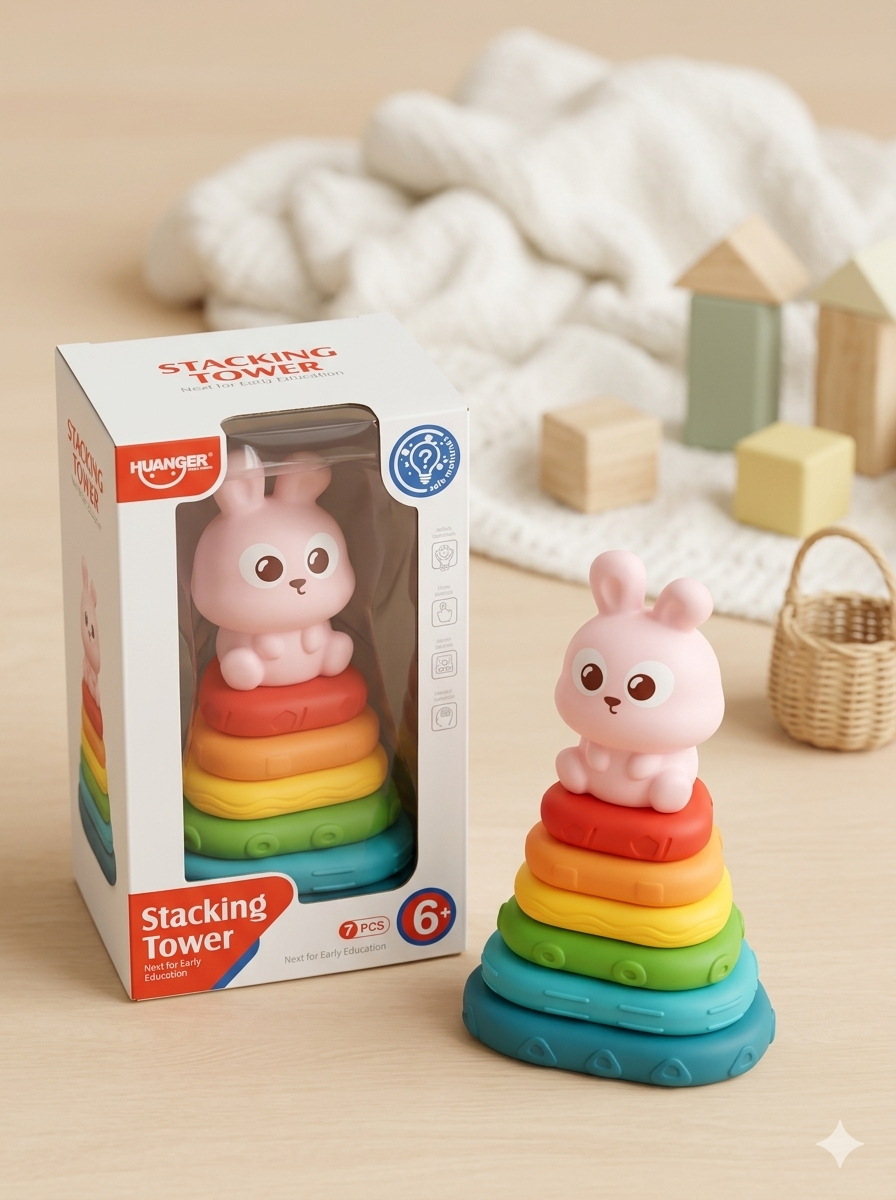 HUANGER Rainbow Bunny Stacking Tower