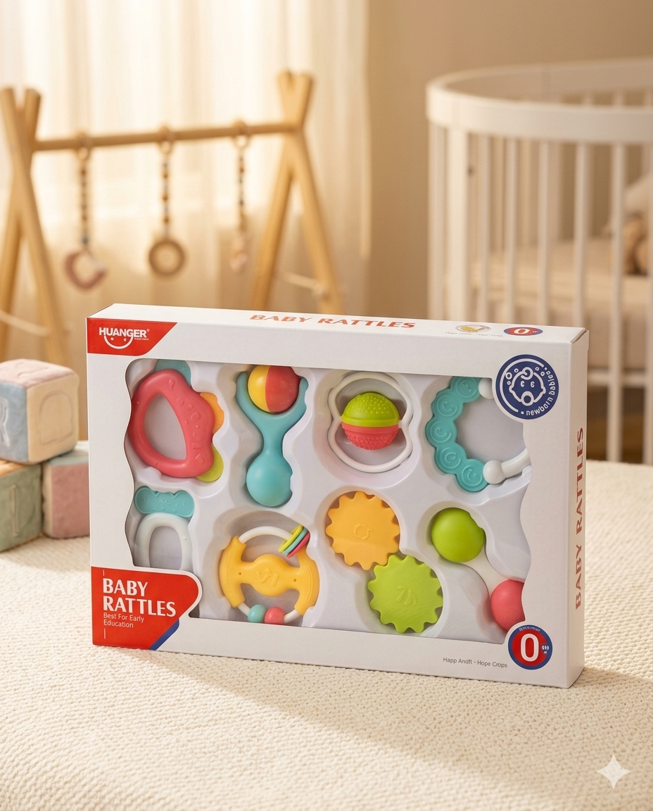 HUANGER Rattles & Teethers Gift Set (8 pieces)