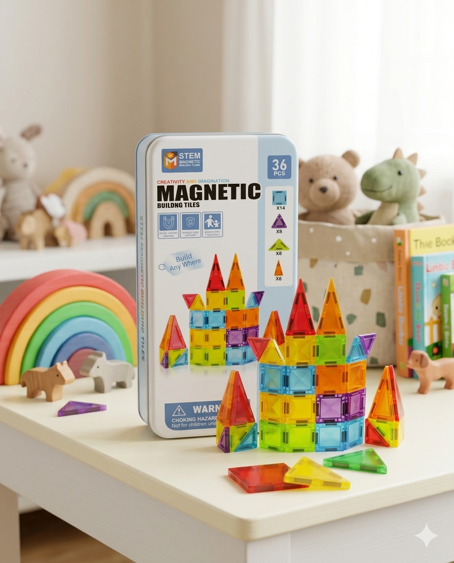Magnetic Building Tiles (36 pieces travel kit)