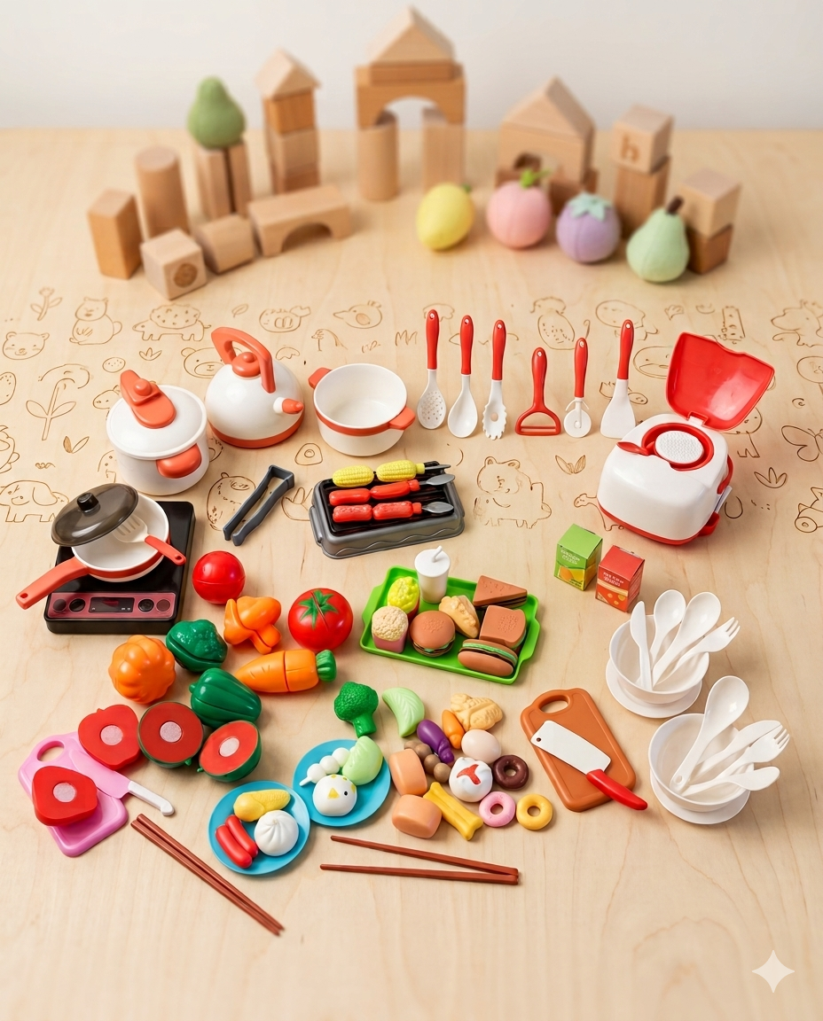 Pretend Play Kitchen Playset (90 Pieces)