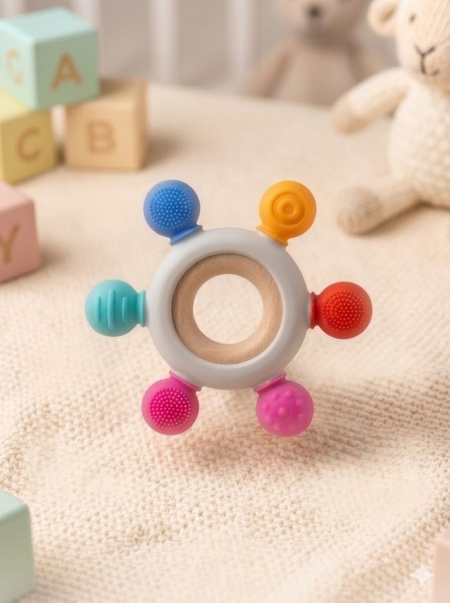 Silicone & Wooden Teething Ring