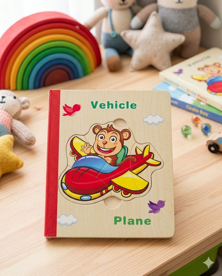 Vehicle Plane Wooden Block Puzzle Board Book