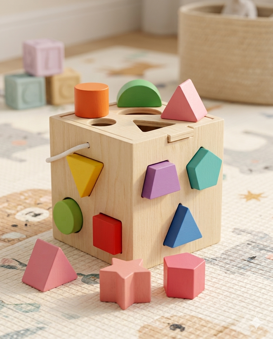 Wooden Activity Shape Sorter Cube