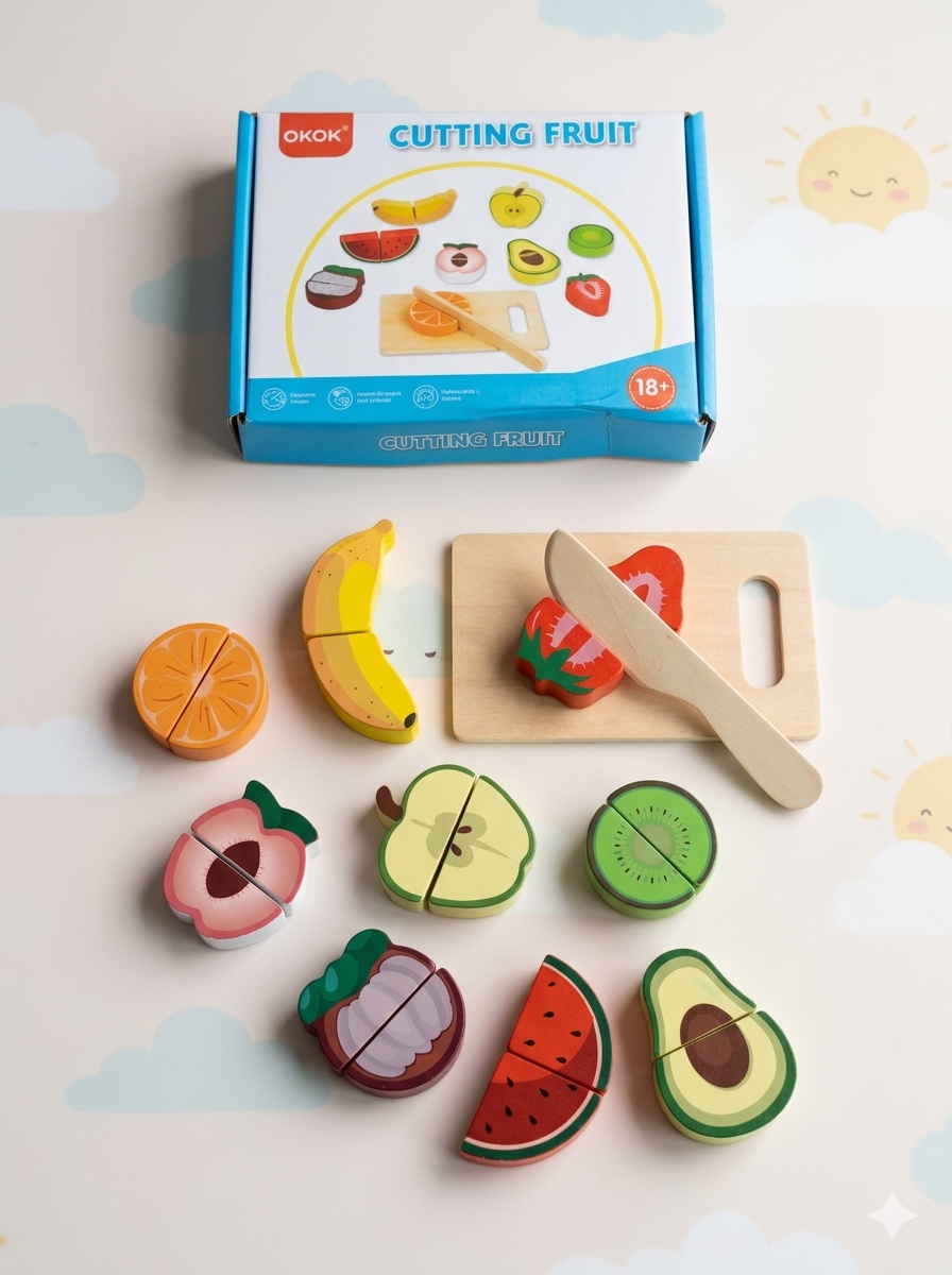 Wooden Cutting Fruit Playset