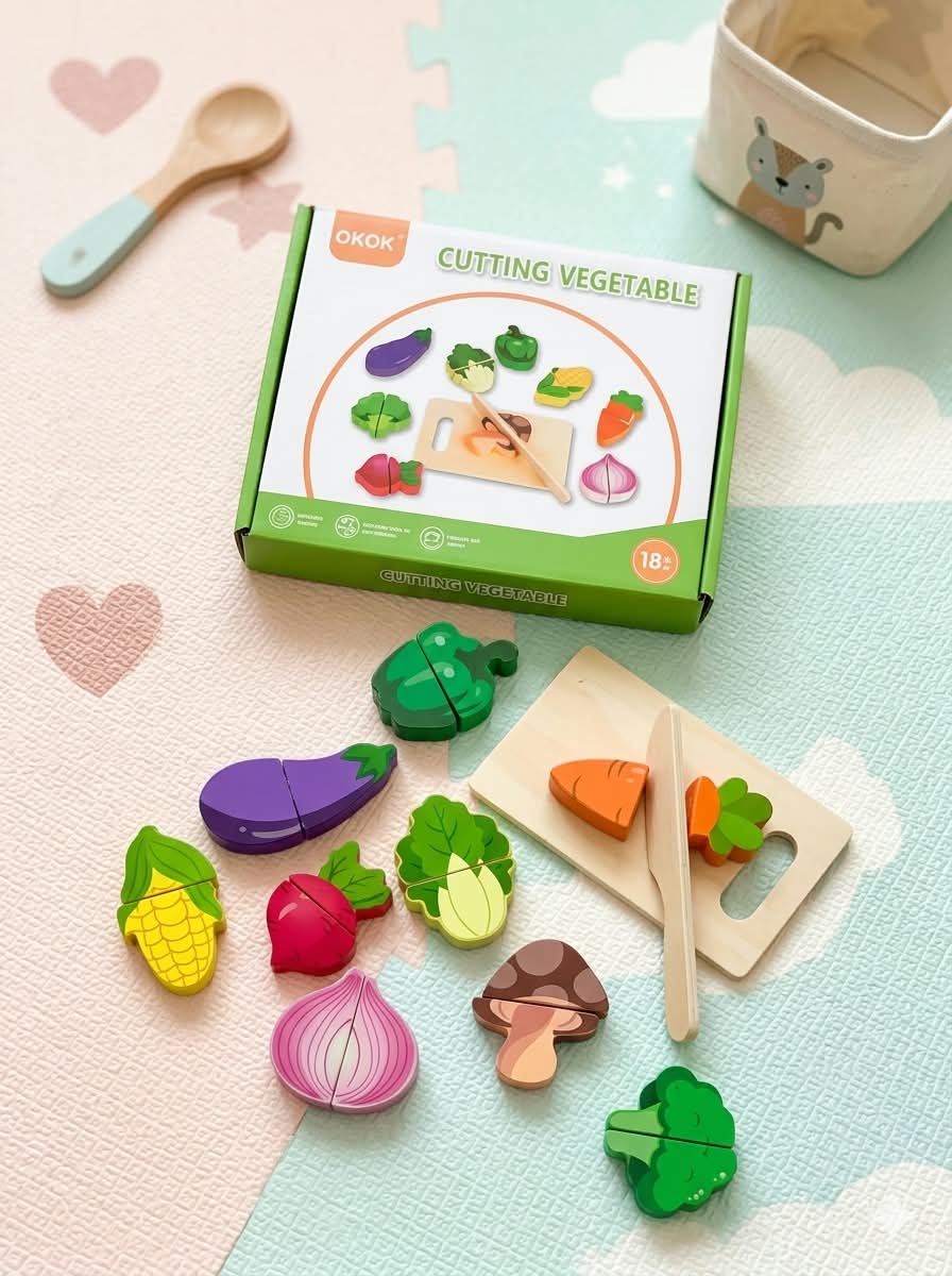 Wooden Cutting Vegetables Playset