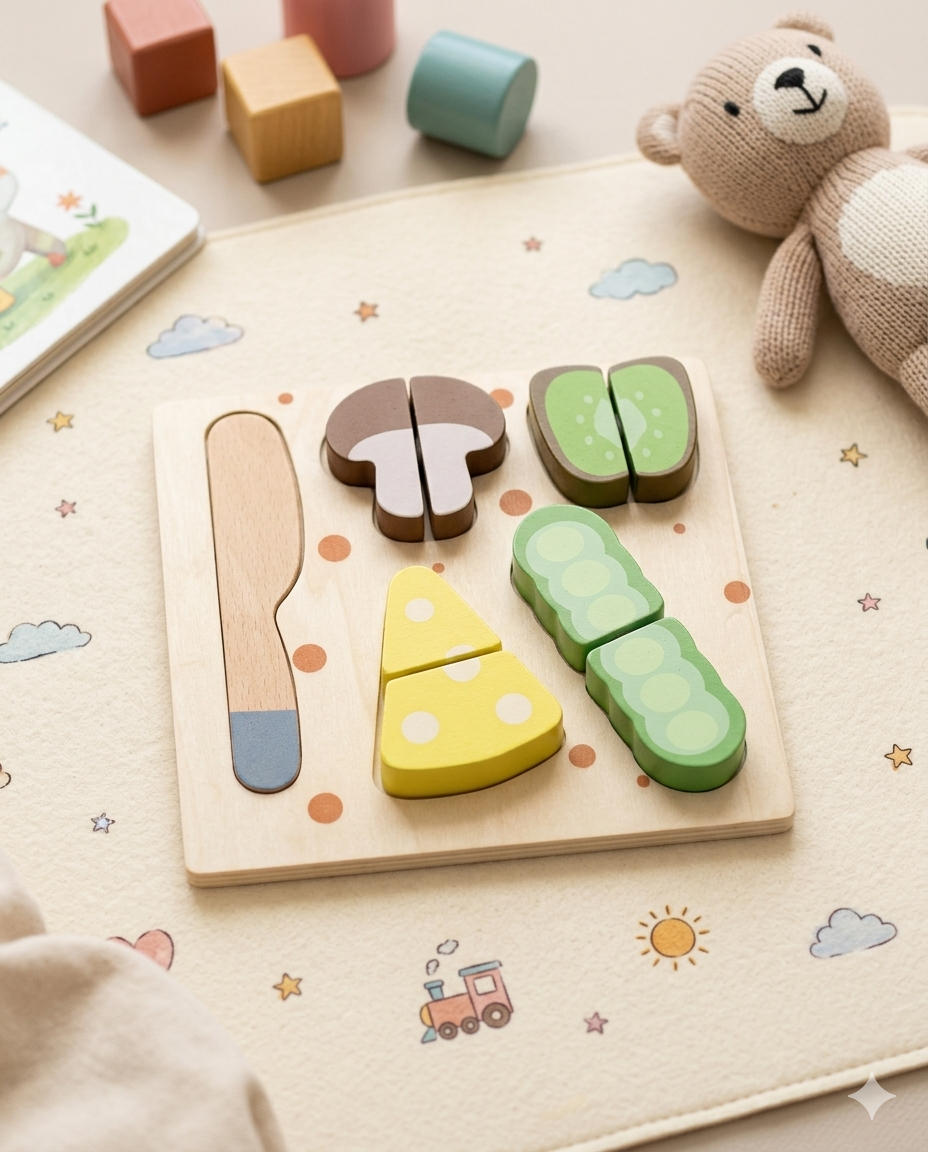 Wooden Fruit Slicing Puzzle Board