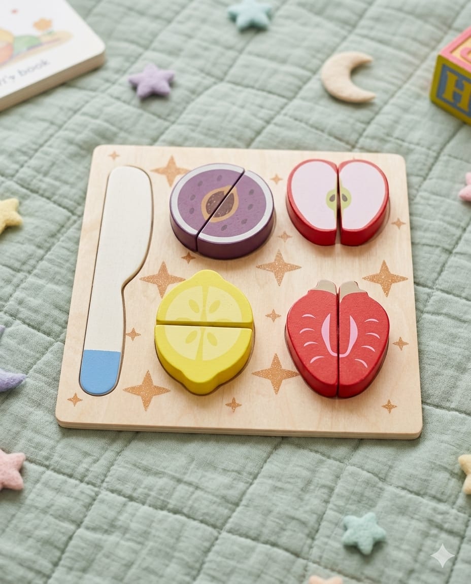 Wooden Fruit Slicing Puzzle Board