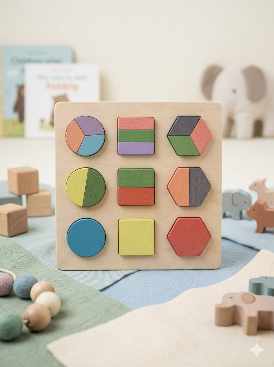 Wooden Shape & Fraction Puzzle